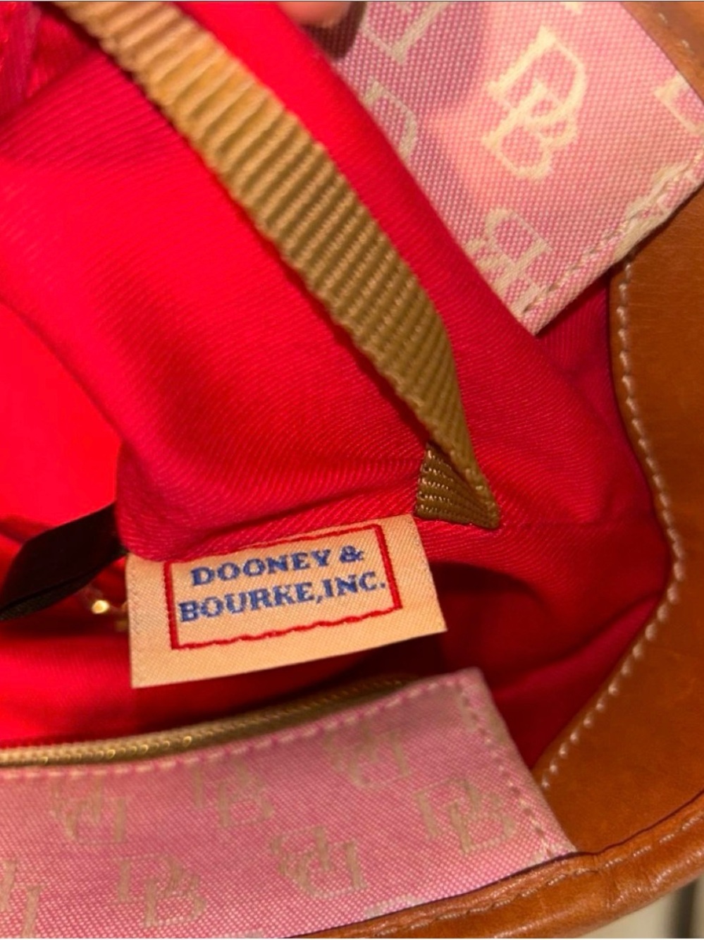 Dooney & Bourke Pink Canvas Tote with Tan Leather Trim - Picture 11 of 11